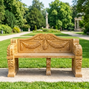 Panca Decorativa da Esterno per Giardino e Parco, in <span class=keywords><strong>Marmo</strong></span> Intagliato, con Scultura Animale in Pietra Naturale Anticata, Personalizzabile - Product Image 3