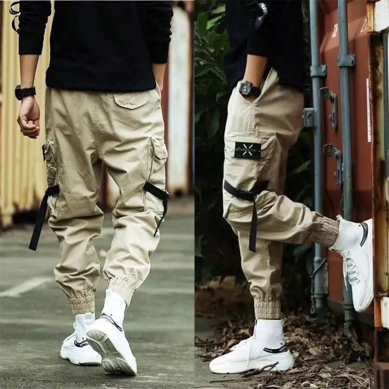 YiXin Cargo Pants Herren Hochwertige Großhandel Mode Hip Hop Bänder Cargo Pants Herren Casual Loose Joggers Men