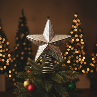 Étoile de Noël Scintillante pour le Sommet de l'Arbre, Décoration Festive pour la Maison, Étoile Miroir à 5 Branches pour le Nouvel An et Noël
