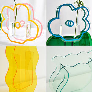 热卖彩虹色花瓶透明亚克力彩虹玻璃花瓶时髦花瓶摆件现代独特家居装饰 - Product Image 4