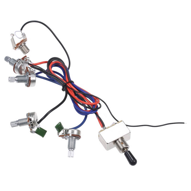 Prewired Wiring Kit for LP Electric Guitar 2T2V 500K Pots 3 Way Toggle Switch Wiring Set with Jack for Dual Humbucker Les