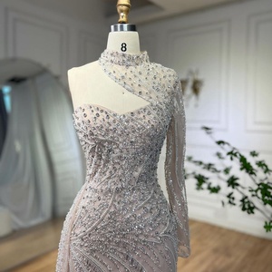 Bianco Nude monospalla sirena abiti da sera con Modulare serena collina LA72196 eleganti abiti da festa per donna - Product Image 5