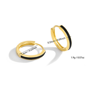 Modernos Pendientes de Aro Grandes Minimalistas de Aleación de Cobre, Chapados en Oro de 18K, Diseño de Esmalte con Incrustaciones, Forma Circular, Regalo para Mujer - Product Image 2