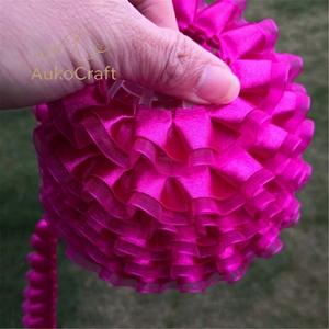 Pita Satin Organza 25mm untuk Aksesoris Pakaian DIY, Kerajinan, Pakaian Hewan Peliharaan, Gaun, Dekoratif, Kain Renda Berlipit Dua Lapis - Product Image 2