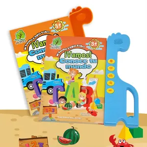 Livro eletrônico espanhol para bebês, material didático para brinquedos educativos