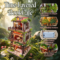 Kit Rumah Miniatur DIY Kayu, Rak Buku 3D, Puzzle Rumah Boneka, Blok Bangunan, Mainan, Dekorasi Rumah, Hadiah untuk Dewasa