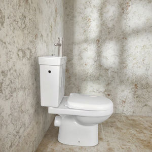 Évier de toilette à faible encombrement Toilette deux pièces en céramique moderne européenne avec <span class=keywords><strong>WC</strong></span> à double chasse d'eau et lavabo combiné pour un usage domestique - Product Image 4