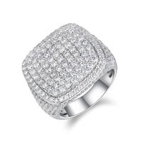 Bague Chevalière Carrée en Argent Sterling 925, Entièrement Pavée de Moissanite VVS, Style Hip Hop, Bijou Tendance, Bagues Turques pour Hommes