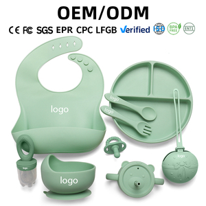 Juego de Vajilla para Bebé de Acero Inoxidable y Silicona Antideslizante, Libre de BPA, con Logotipo Personalizado, Diseño Bonito, Cuchara, Plato, Babero, Tazón, para la Alimentación - Product Image 1