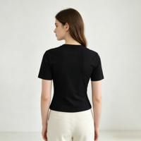 Service OEM, impression personnalisée de t-shirts en coton, t-shirts pour femmes, logo personnalisé, col en V, t-shirt d'été de luxe pour femmes