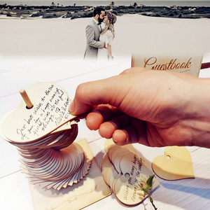 <span class=keywords><strong>Libro</strong></span> de invitados de deshierbe de madera creativo, letrero con forma de corazón, decoración de madera - Product Image 2