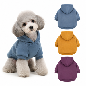 เสื้อฮู้ดสุนัขผ้าฟลีซสีพื้น น่ารัก สวมใส่สบาย สไตล์ลำลอง สำหรับสุนัข ฤดูใบไม้ร่วง เสื้อผ้าสัตว์เลี้ยง - Product Image 1