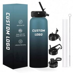 Custom Logo <b>Large</b> Capacity Gym Double Wall 304 Stainless Steel Travel Vacuum Sports Drinking Bottle Water Bottle for Office - Product Image 1