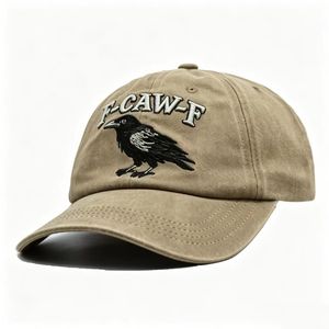 Embroidered Crow <b>Hat</b> Vintage Washed Cotton Baseball Cap Distressed Streetwear <b>Hat</b> Casual Outdoor Sun <b>Hat</b> - Product Image 3