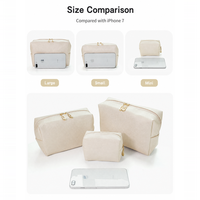 Sac de rangement cosmétique octogonal en cuir PU avec fermeture éclair, petit format carré, couleur unie, livré avec un cadeau gratuit, imperméable