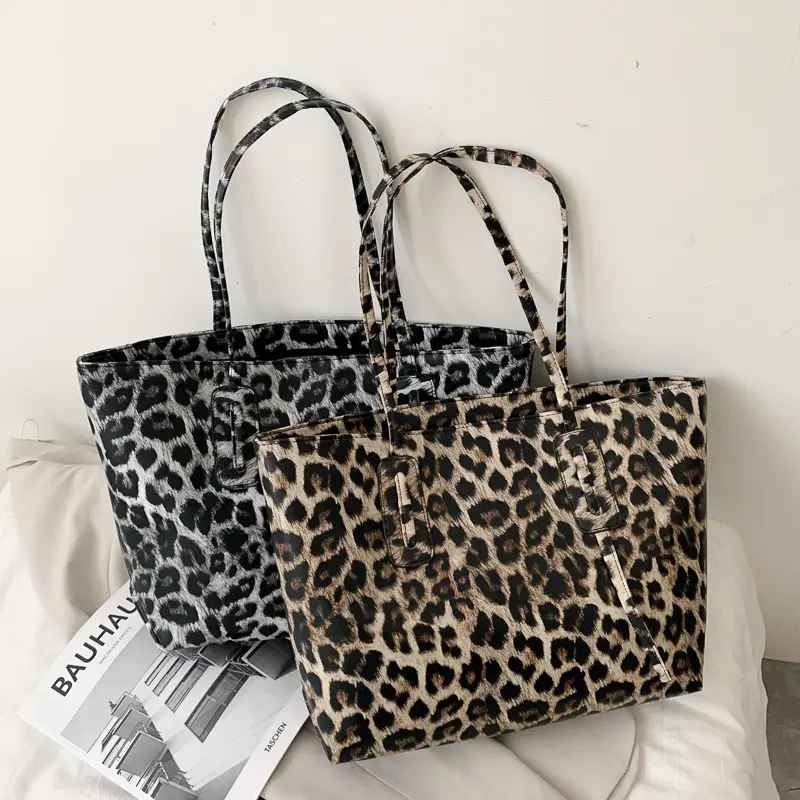 Лидер продаж, холщовые женские сумки-тоуты с леопардовым принтом, повседневная дорожная сумка для покупок большого размера для молодых женщин