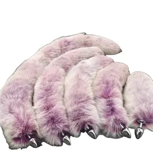 Lilac purple hoarfrost fox tail butt stuffing fun little fairy slave fart stuffing tail