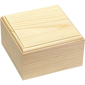<b>Unfinished</b> Solid <b>Wood</b> Square Eco-Friendly Box Craft with Magnetic Hinged Lid <b>Small</b> Unpainted Treasure <b>Chest</b> - Product Image 3