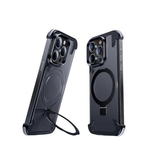 Bumper Case Artificial Leather Aluminum Frame Shockproof Case  Product Magnetic Metal for Iphone 15 Pro Max Back Cover Case