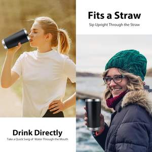 Gobelet isotherme en acier inoxydable 20 oz à double paroi, tasse de voyage isolée sous vide, revêtement poudré, réutilisable avec couvercle pour boissons chaudes et froides - Product Image 3