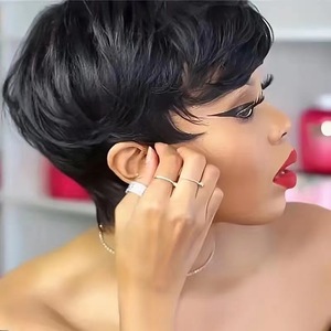 Perruques européennes et américaines, cheveux courts noirs pour femmes, coiffures naturelles et africaines en stock des fabricants - Product Image 2