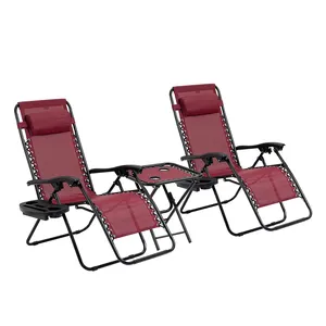 Ayarlanabilir salon sandalye sıfır yerçekimi salonu şezlong kafalık ve bardak tutucu ile bahçe açık kamp havuzu çim