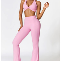 Short de fitness en nylon pour femme, taille haute, style Long Tempo, avec dos froncé, effet galbant, et ensemble de leggings coupe évasée haute Luluflare, avec logo personnalisé