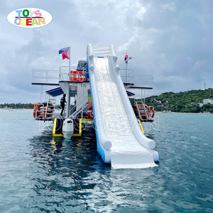 Toboggan aquatique gonflable en PVC bleu et blanc pour bateau/yacht et piscine extérieure, capacité maximale 500 kg, 5 à 10 passagers - Product Image 2