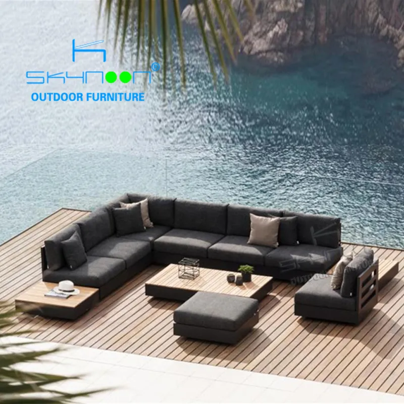 โมเดิร์นแฟชั่นโซฟาสวนคุณภาพสูง Patio อลูมิเนียมกลางแจ้ง Sectional สำหรับโรงแรมเฟอร์นิเจอร์กลางแจ้งตัด (42013)