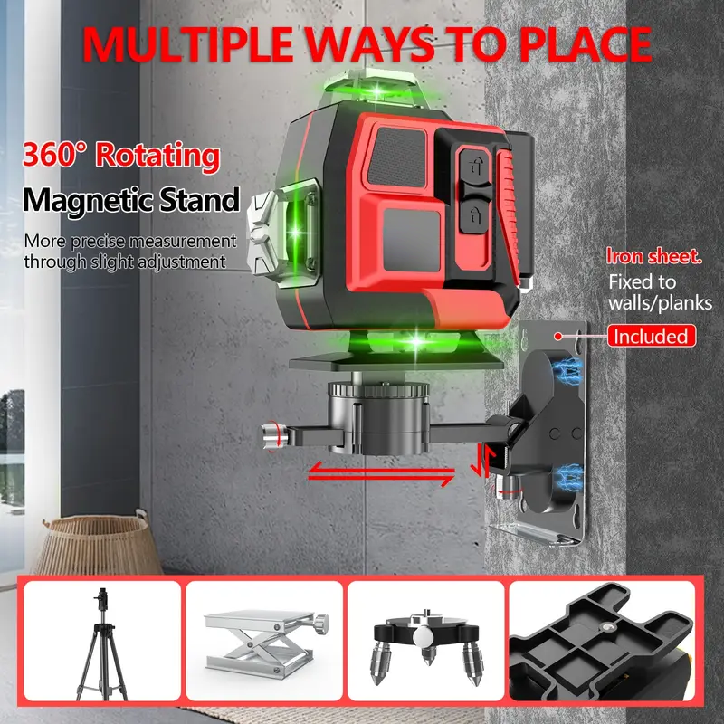 360 Self-Leveling 4 X 360 Green Laser Level Screen Pulse Mode ...