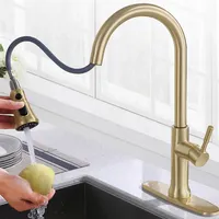 Robinet de cuisine à mouvement plaqué or mat robinet d'eau intelligent à capteur tactile avec couvercle de robinet mitigeur de cuisine poli