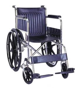 Sedie a rotelle portatili manuali per anziani pieghevoli durevoli con ruote in plastica con telaio in acciaio - Product Image 5