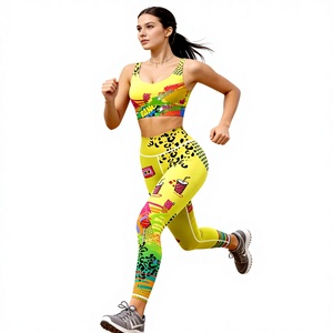 Ensemble de sport et de fitness pour femmes, imprimé, haute élasticité, ensemble deux pièces ajusté pour la course à pied, nouvelle mode, vêtements de <span class=keywords><strong>yoga</strong></span> imprimés - Product Image 1