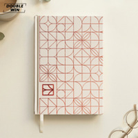 Carnet à couverture rigide en tissu à motifs géométriques personnalisés, relié et cousu, avec dorure à chaud, style minimaliste, grille de points artistique, pour notes et bullet journal