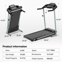 Cintas de Correr Eléctricas Plegables Profesionales Portátiles, Capacidad de 120 kg, Máquina para Correr en Casa de 2.5 HP con Inclinación Manual de 3 Niveles