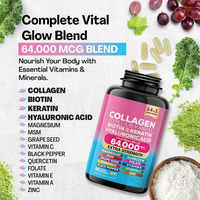 Approvisionnement direct usine OEM : Collagène 64000mg, Biotine, Kératine, Quercétine, Zinc, Vitamine C, Poivre Noir – Complément 14-en-1 au collagène, 60 gélules végétales
