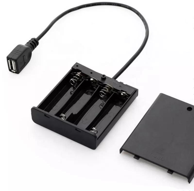 Black 4 Slot 4xAA Battery Holder