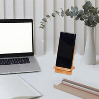 Support pour téléphone portable Organisateur de bureau Station de charge Compatible Tablettes Bois de bambou Portable Angle réglable