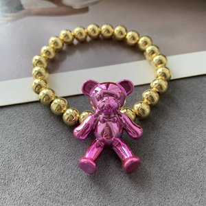 LS-C5045 Braccialetto con Orsetto Carino per Donne, Regalo Colorato, Bracciali Cartoon per Vacanze, Braccialetto con Perline Placcato Oro, Design di Alta Qualità - Product Image 5