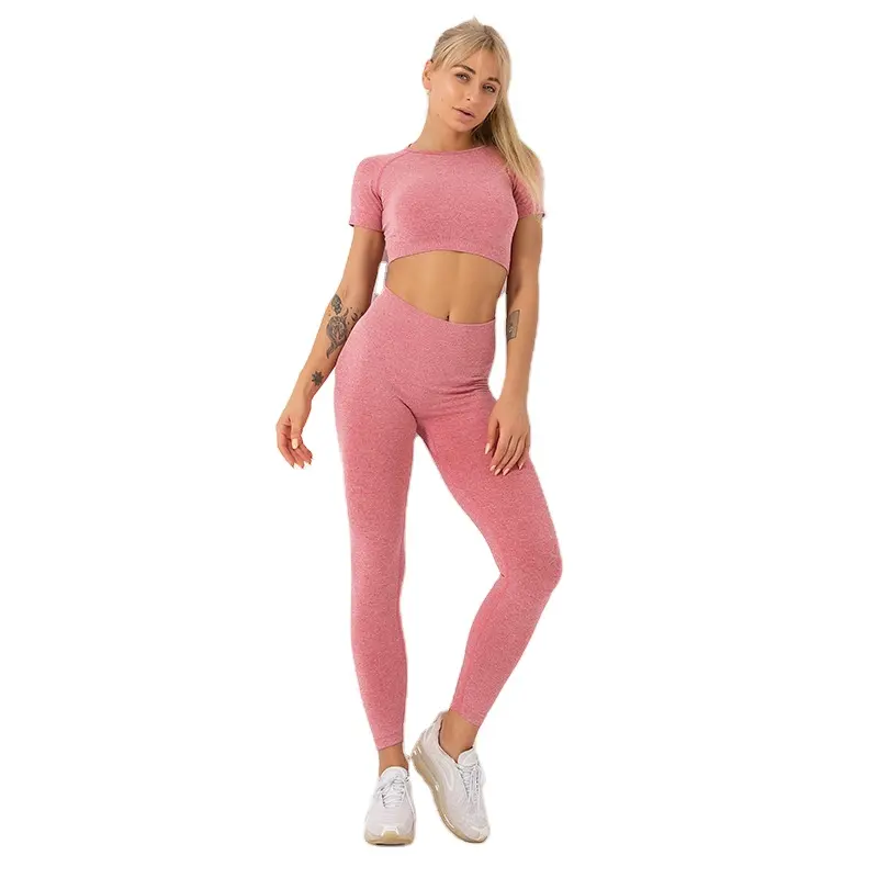 Vêtements de gymnastique 2 pièces pour femmes, leggings empilés, en Lycra pour fesses, offre spéciale, 2019