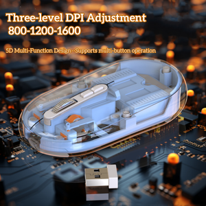 Tùy Chỉnh Sáng Tạo Thời Trang Mát Mẻ Di Động <span class=keywords><strong>5D</strong></span> Không Dây Rõ Ràng Minh Bạch Chuột Có Thể Sạc Lại 2.4G Bt Loại-C Im Lặng Văn Phòng Chuột - Product Image 3