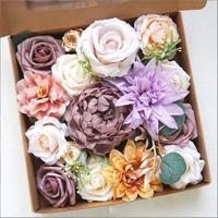 Kunstbloemen van zijde, paarse bloemen met stelen, DIY voor bruidsboeketten, tafeldecoraties, arrangementen, babyshowers en huisdecoratie