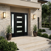 Portes d'entrée doubles extérieures insonorisées en acier inoxydable, design moderne personnalisé ZS, résistantes à l'eau