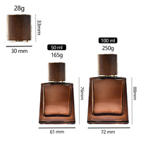 Flacon de parfum vide de luxe en verre, usage industriel, forme carrée, couleur marron, sérigraphie, pulvérisateur à pompe, emballage 50ml 100ml