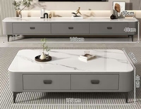 Table basse et meuble TV combinés en bois et pierre, avec rangement, pour petits appartements, installation murale, écologique, facile à nettoyer