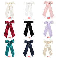 Nouveau gland ruban arc filles cheveux griffe couleur unie longue queue nœud papillon arc Barrettes femmes tissu doux ruban canard pince cheveux poignées