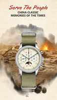 Montre originale pour homme de 1963, 40 mm, ST1908, phase de lune, mouvement à remontage manuel, chronographe mécanique, verre saphir, cadran crème