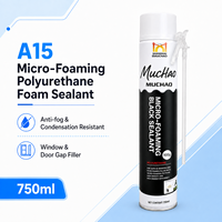 Scellant en mousse PU micro-moussante noire haute densité MUCHAO A15 750 ml pour l'étanchéité des joints de construction, les projets d'isolation des fenêtres et des portes