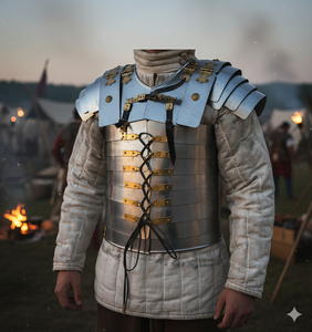 โลริกาเซกเมนทาต้าแบบโรมันโบราณ คุณภาพดีที่สุด ทำจากเหล็กอ่อนขนาด 20 เกจ ผ่านการขัดเงาแบบโบราณ - Product Image 3