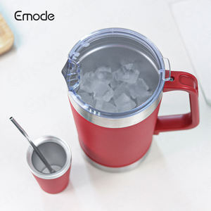 Emode toptan fiyat BPA ücretsiz 2000ml + 140ml termal bira bardağı buz kovası saman ile - Product Image 3